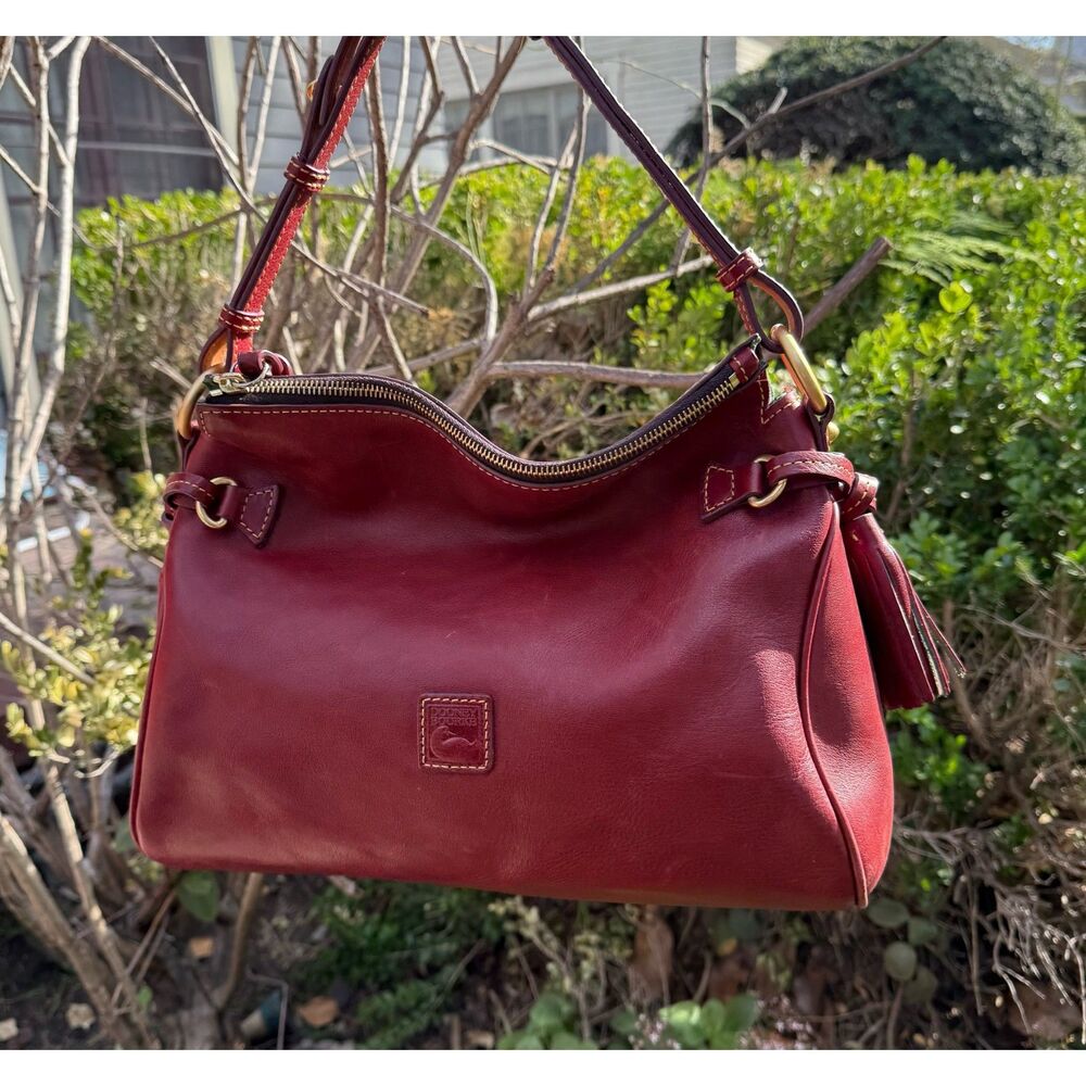 Dooney & Bourke Florentine Leather Zip Hobo Bordeaux  Medium Shoulder Bag - Picture 14 of 14